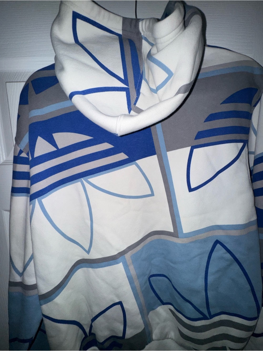 adidas Blue, Light Blue, Gray & White Graphic Pullover Hoodie - Picture 4 of 5